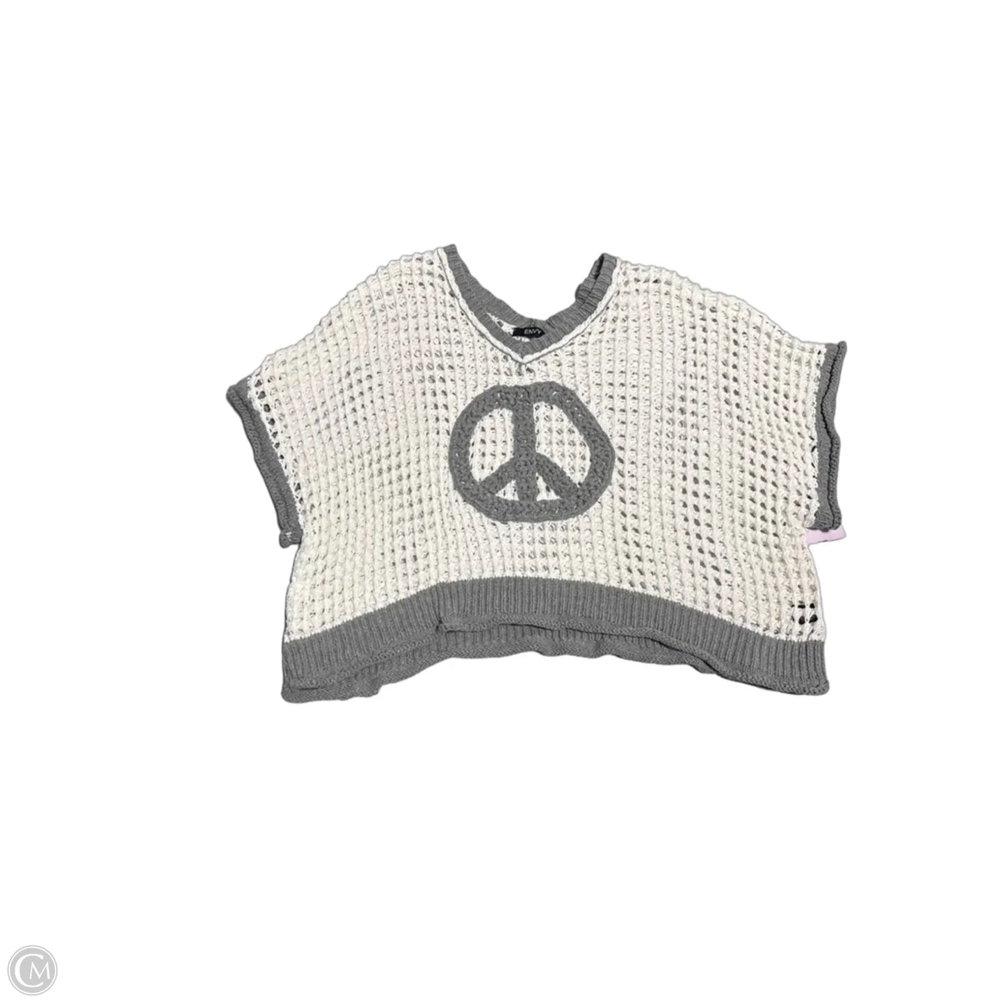 Top Short Sleeve By Cme In Grey & White, Size: L