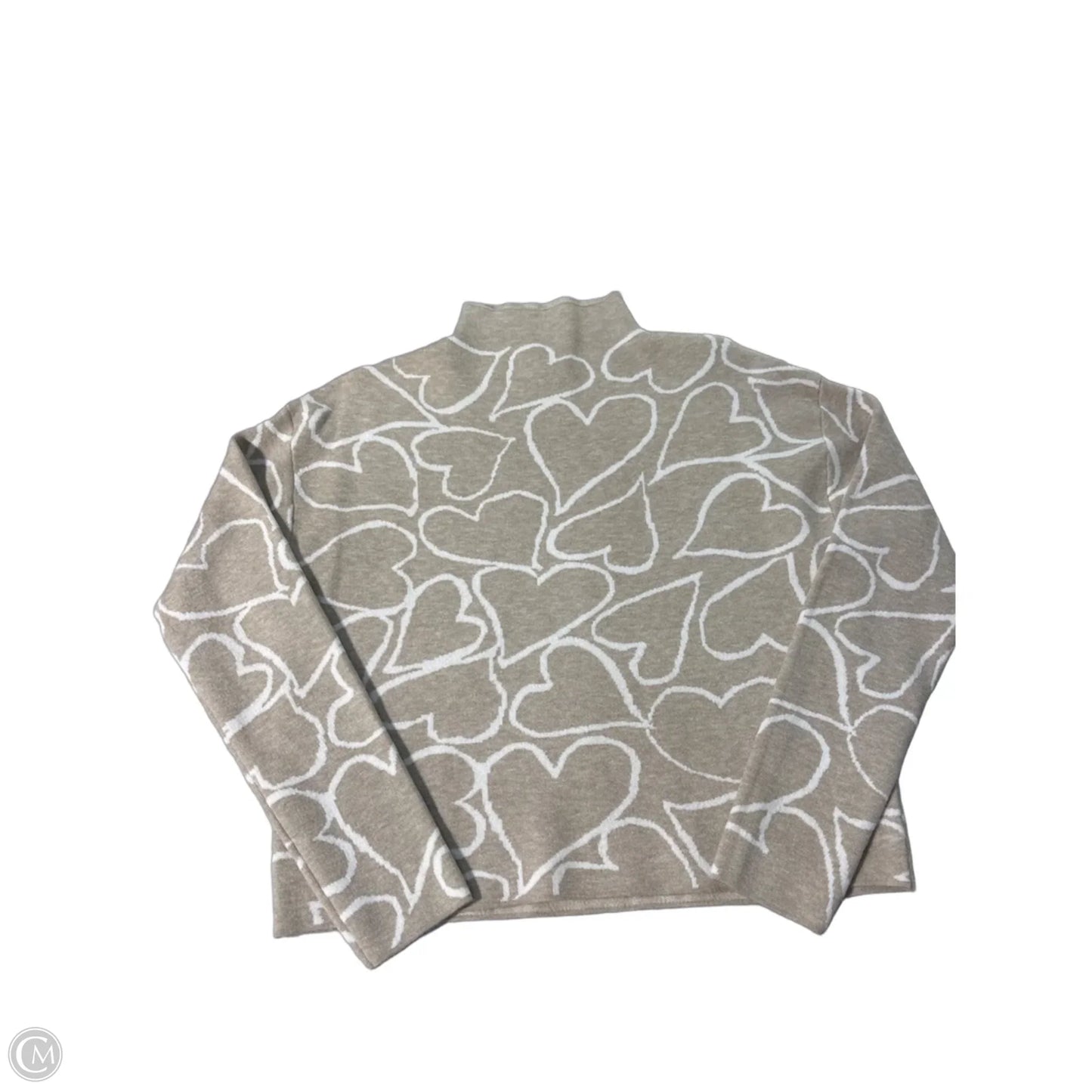 Top Long Sleeve By Tahari In Tan & White, Size: S