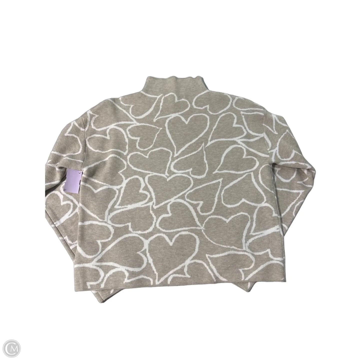 Top Long Sleeve By Tahari In Tan & White, Size: S