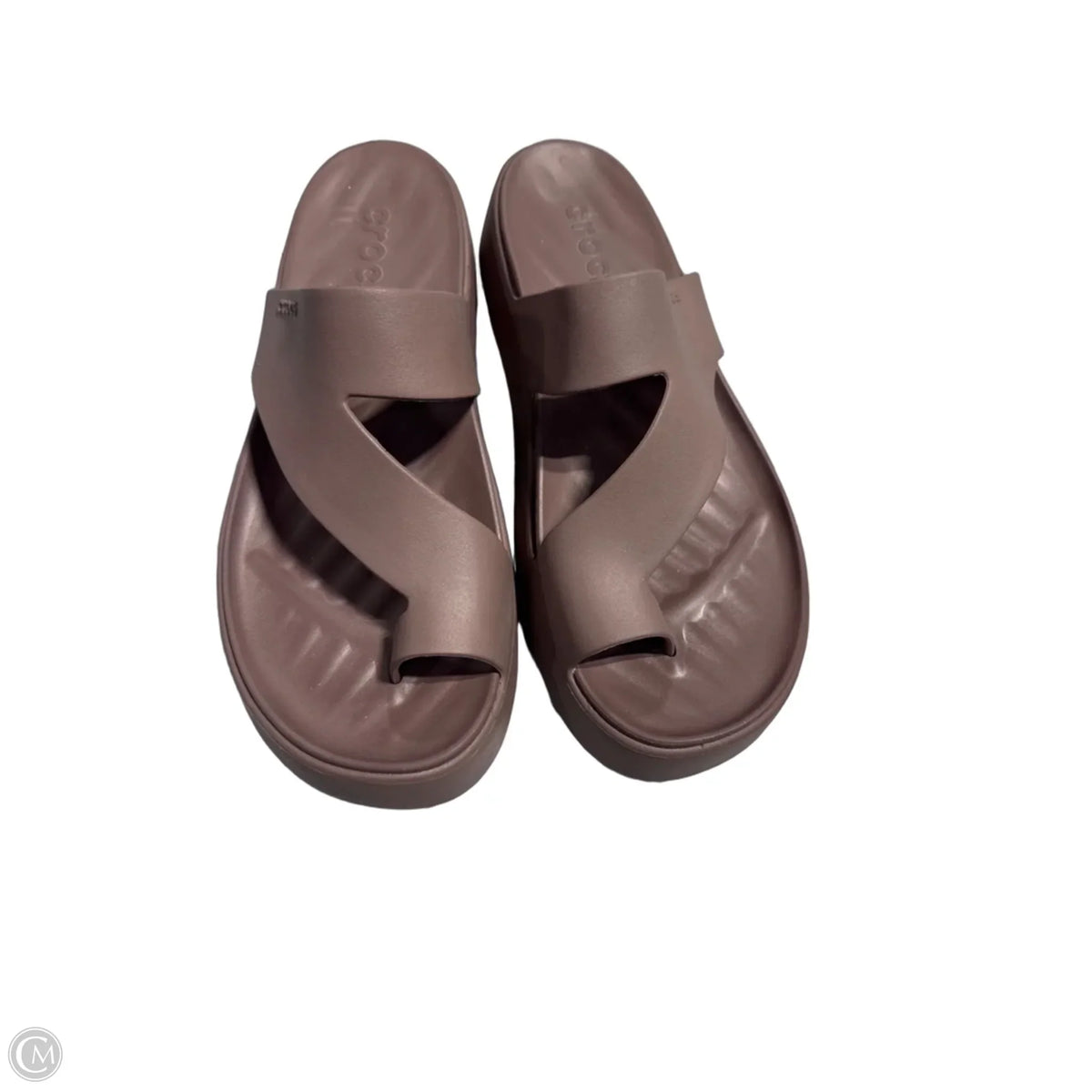 Sandals Flats By Crocs In Brown, Size: 10