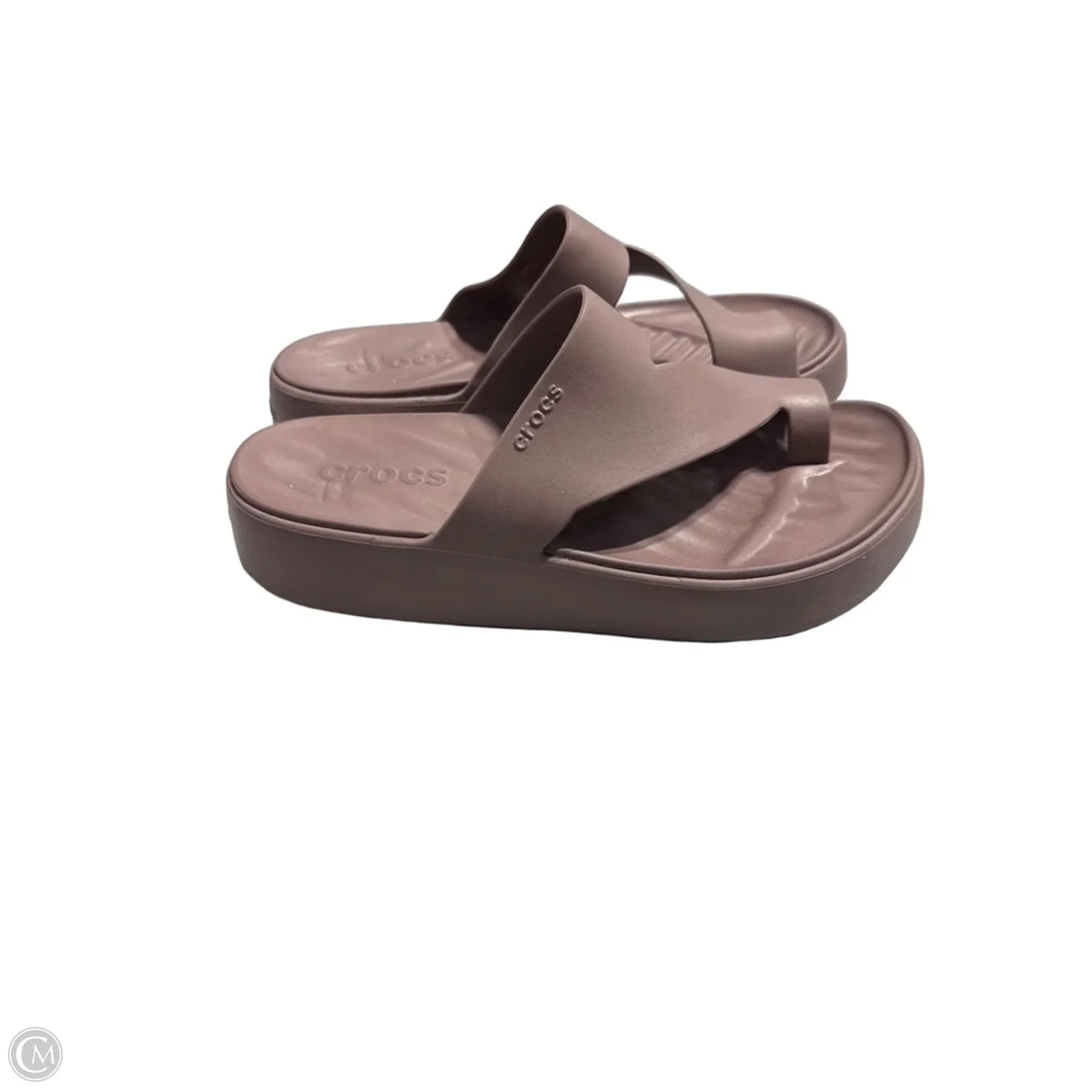 Sandals Flats By Crocs In Brown, Size: 10