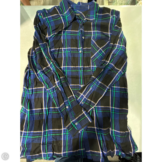 Top Long Sleeve By Talbots In Plaid Pattern, Size: L