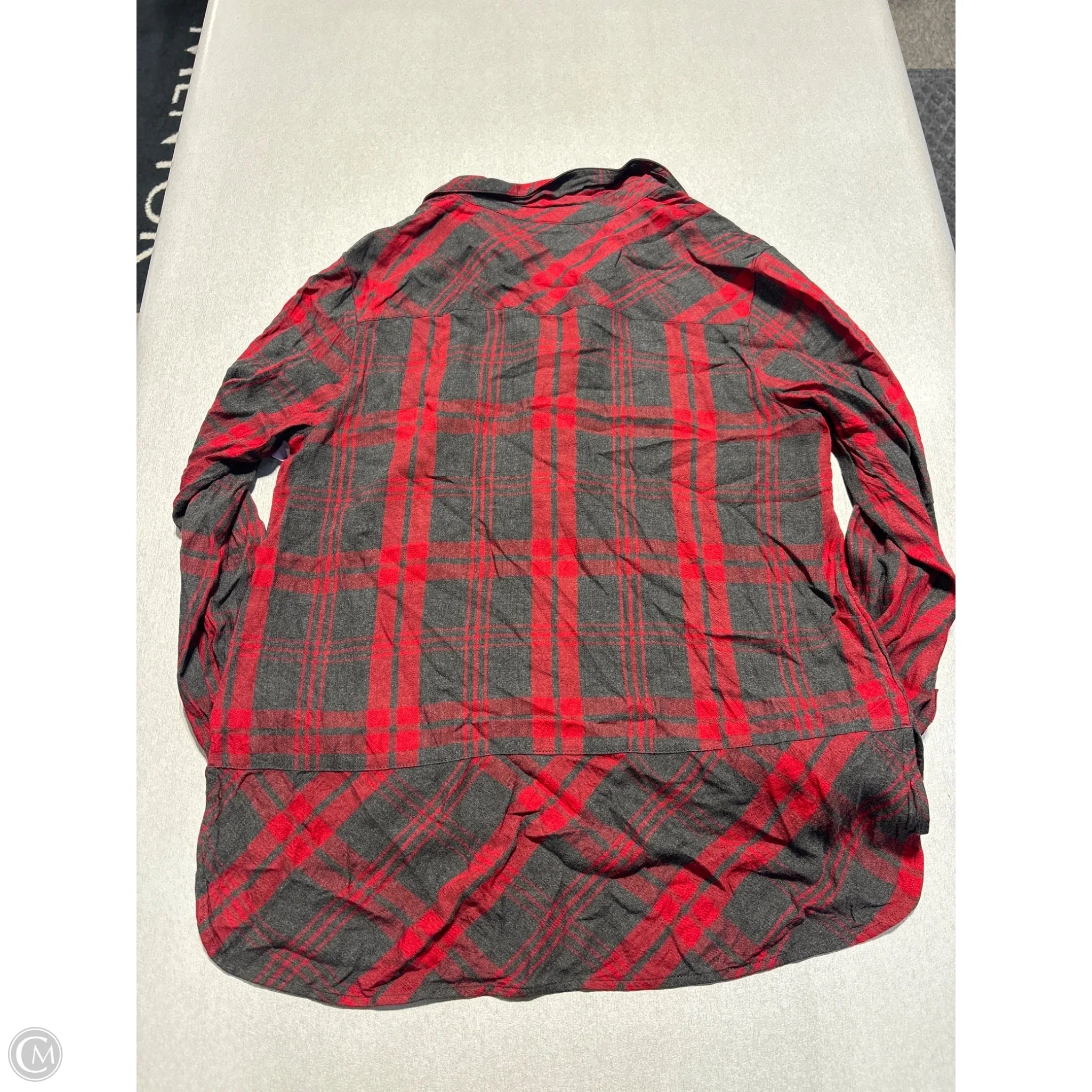 Top Long Sleeve By Cabi In Grey & Red, Size: S