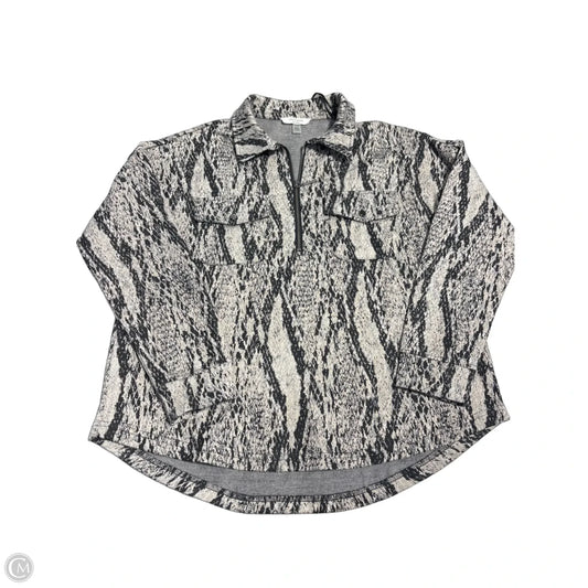 Top Long Sleeve By Cable And Gauge In Black & Grey, Size: M