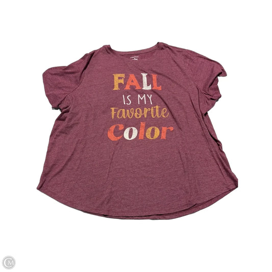 Top Short Sleeve By Maurices In Maroon, Size: 3x