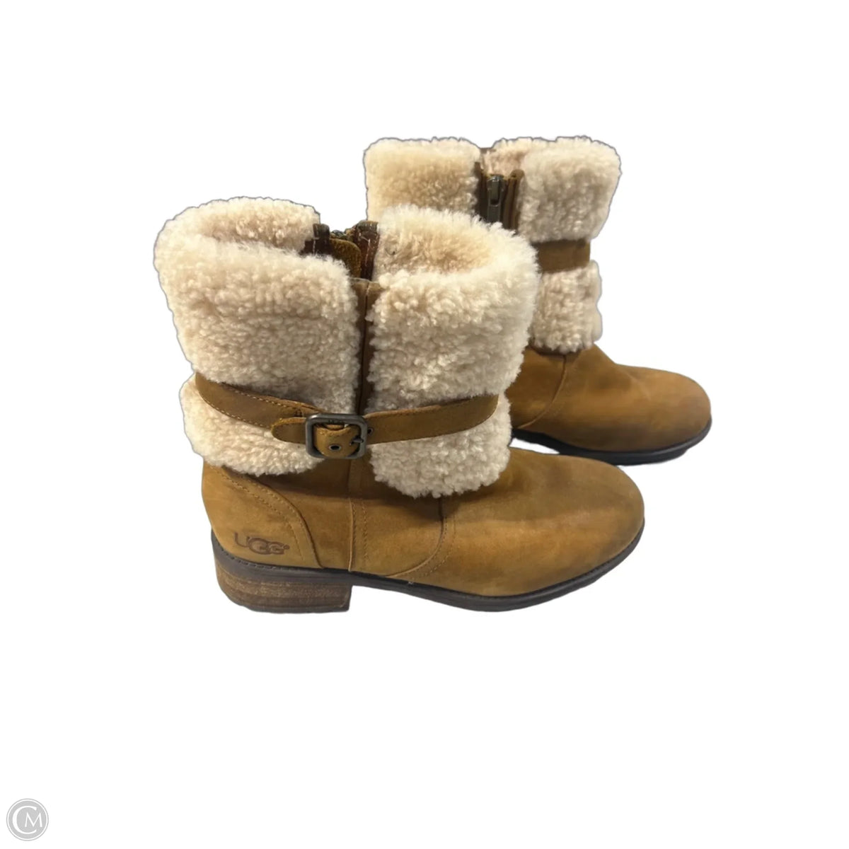Boots Designer By Ugg In Brown, Size: 9
