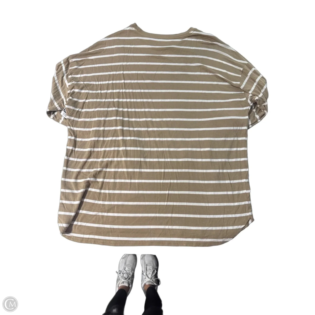 Top Long Sleeve By Gap In Tan & White, Size: L