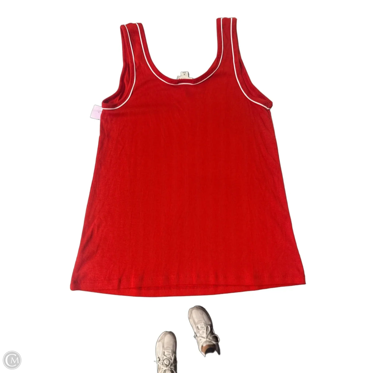 Tank Top By Ava & Viv In Red & White, Size: 1x