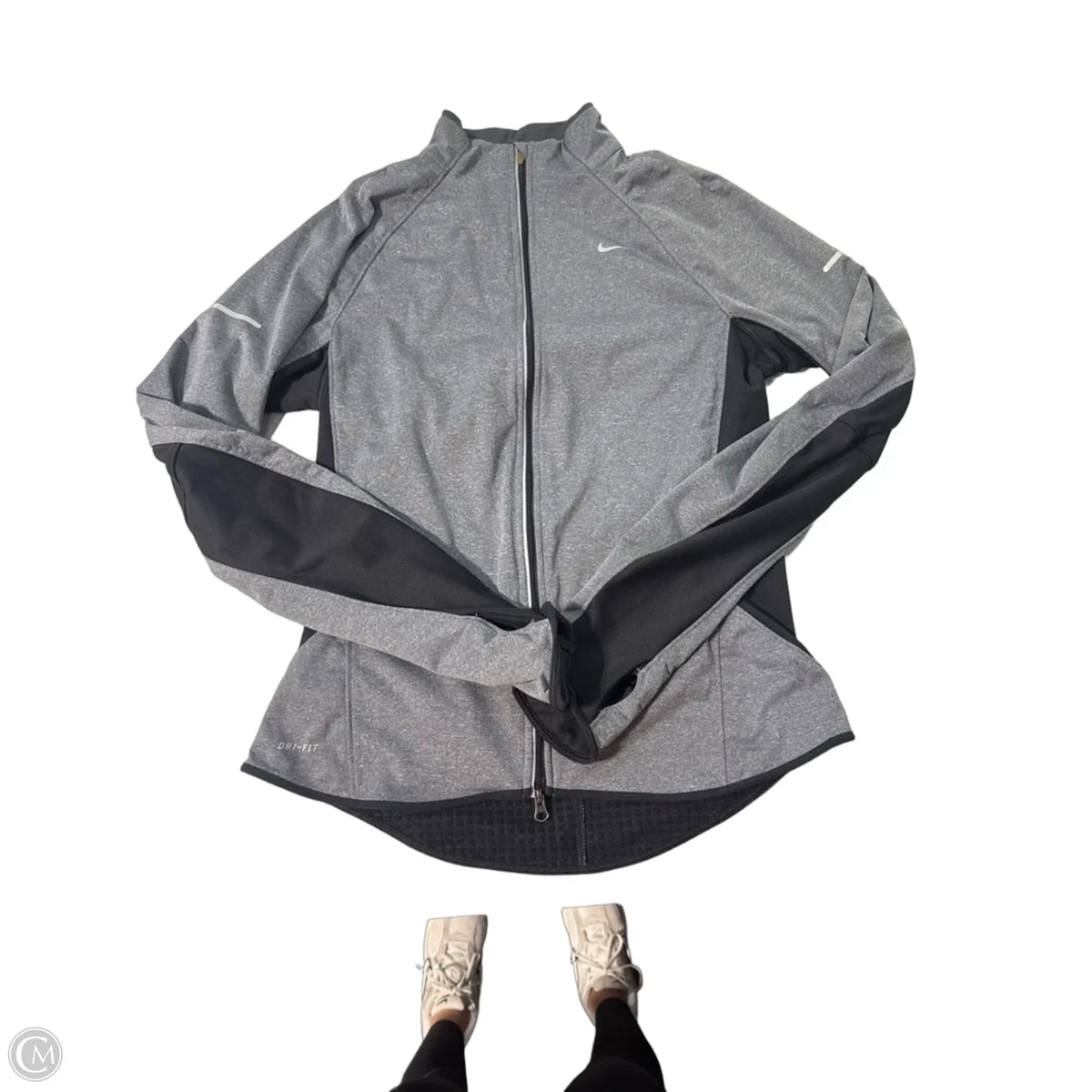 Athletic Jacket By Nike In Grey, Size: M