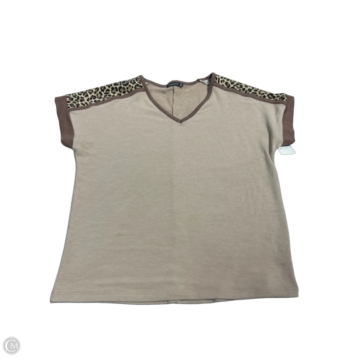 Top Short Sleeve By Staccato In Tan, Size: M