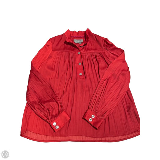 Top Long Sleeve By Anthropologie In Red, Size: S