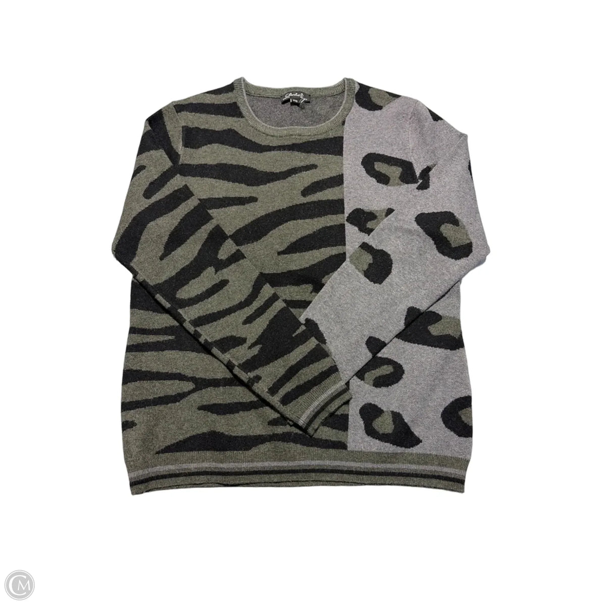 Sweater By Charlie B In Green & Grey, Size: S