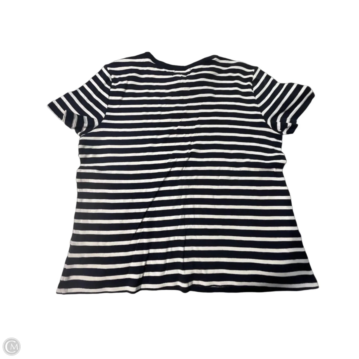 Top Short Sleeve By Chaps In Blue & White, Size: L