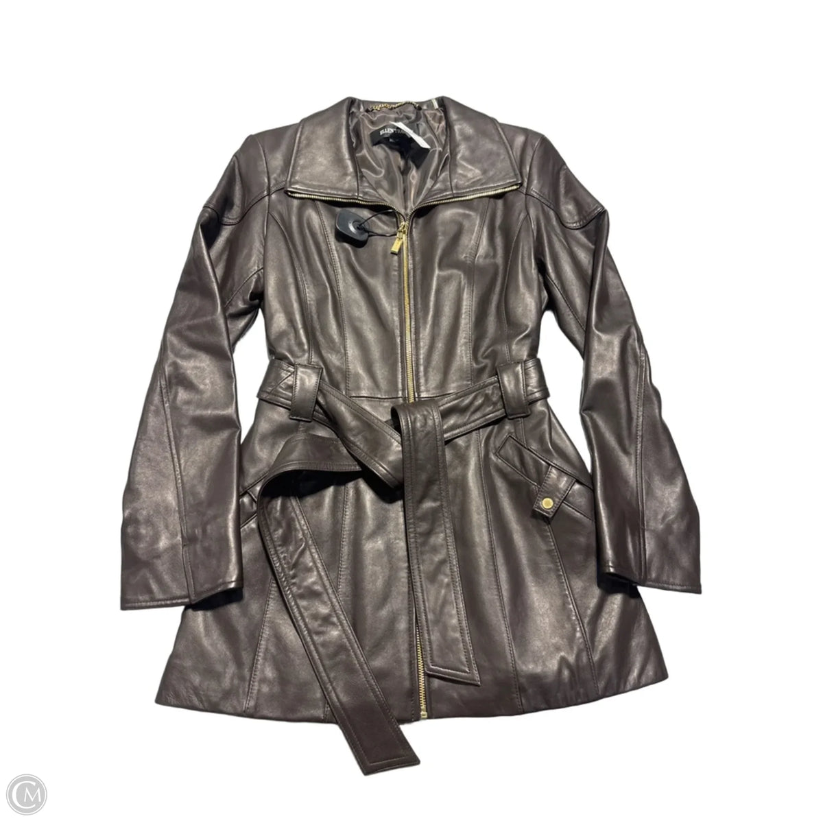 Coat Leather By Ellen Tracy In Brown, Size: M