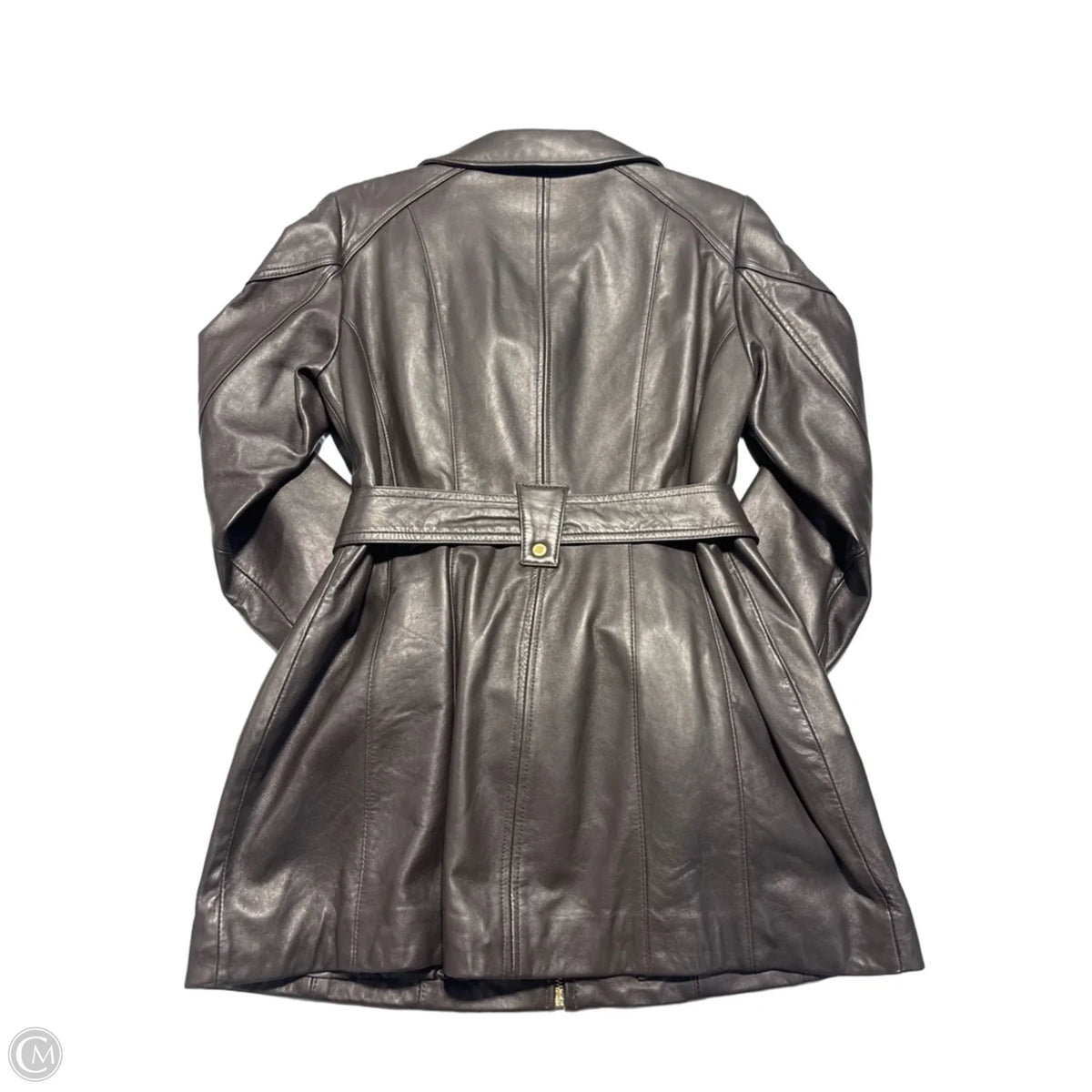 Coat Leather By Ellen Tracy In Brown, Size: M