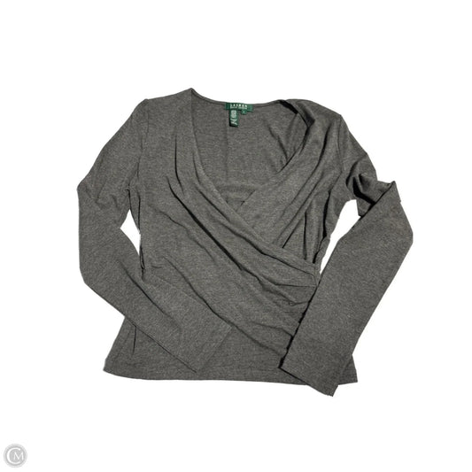 Top Short Sleeve By Lauren By Ralph Lauren In Grey, Size: S