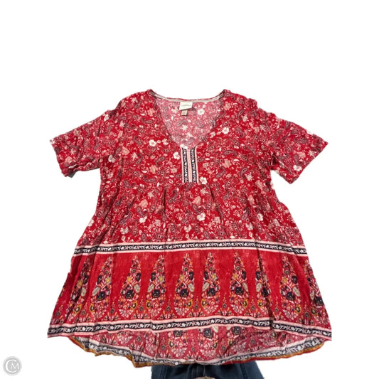 Top Short Sleeve By Knox Rose In Red, Size: L