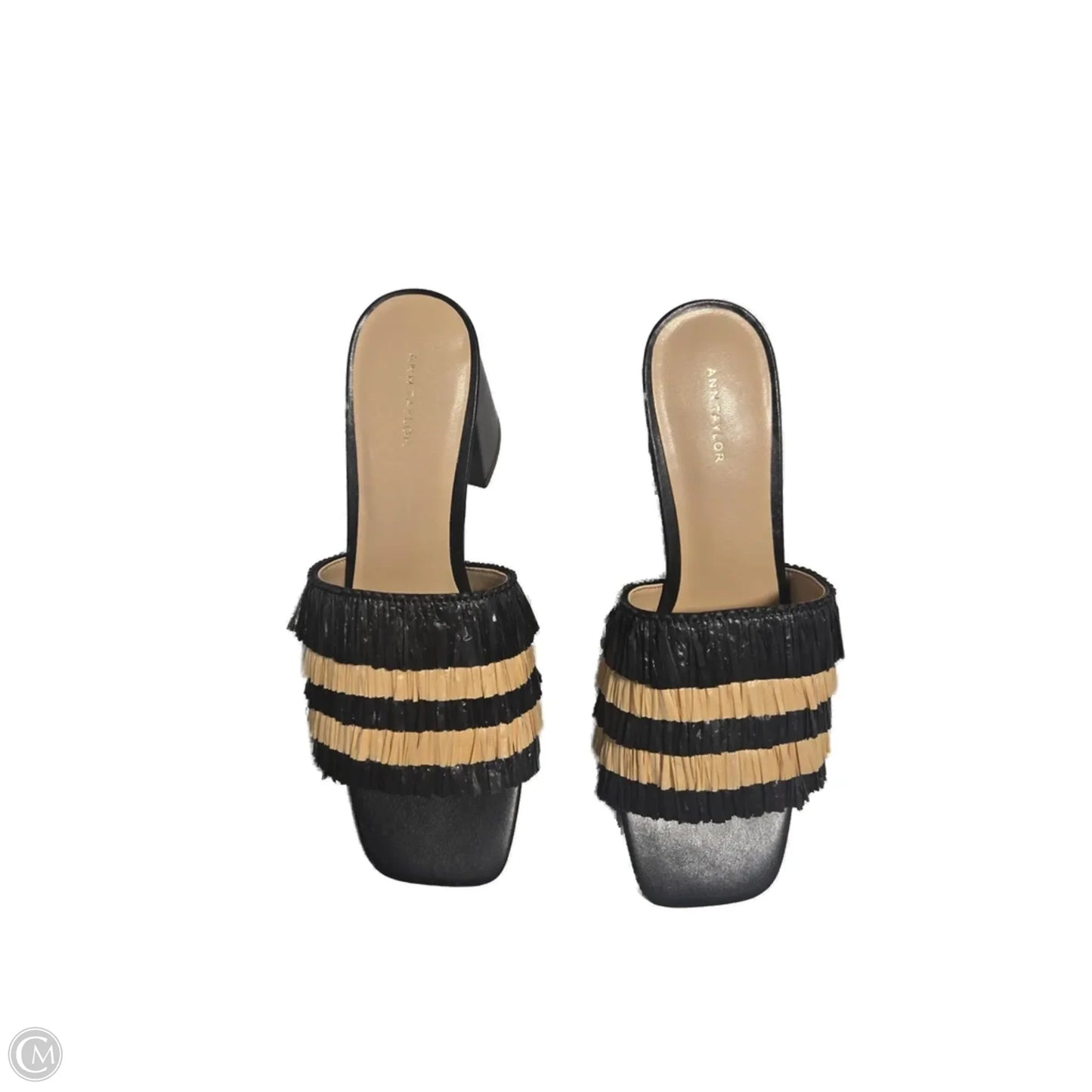 Sandals Heels Block By Ann Taylor In Black & Cream, Size: 7.5