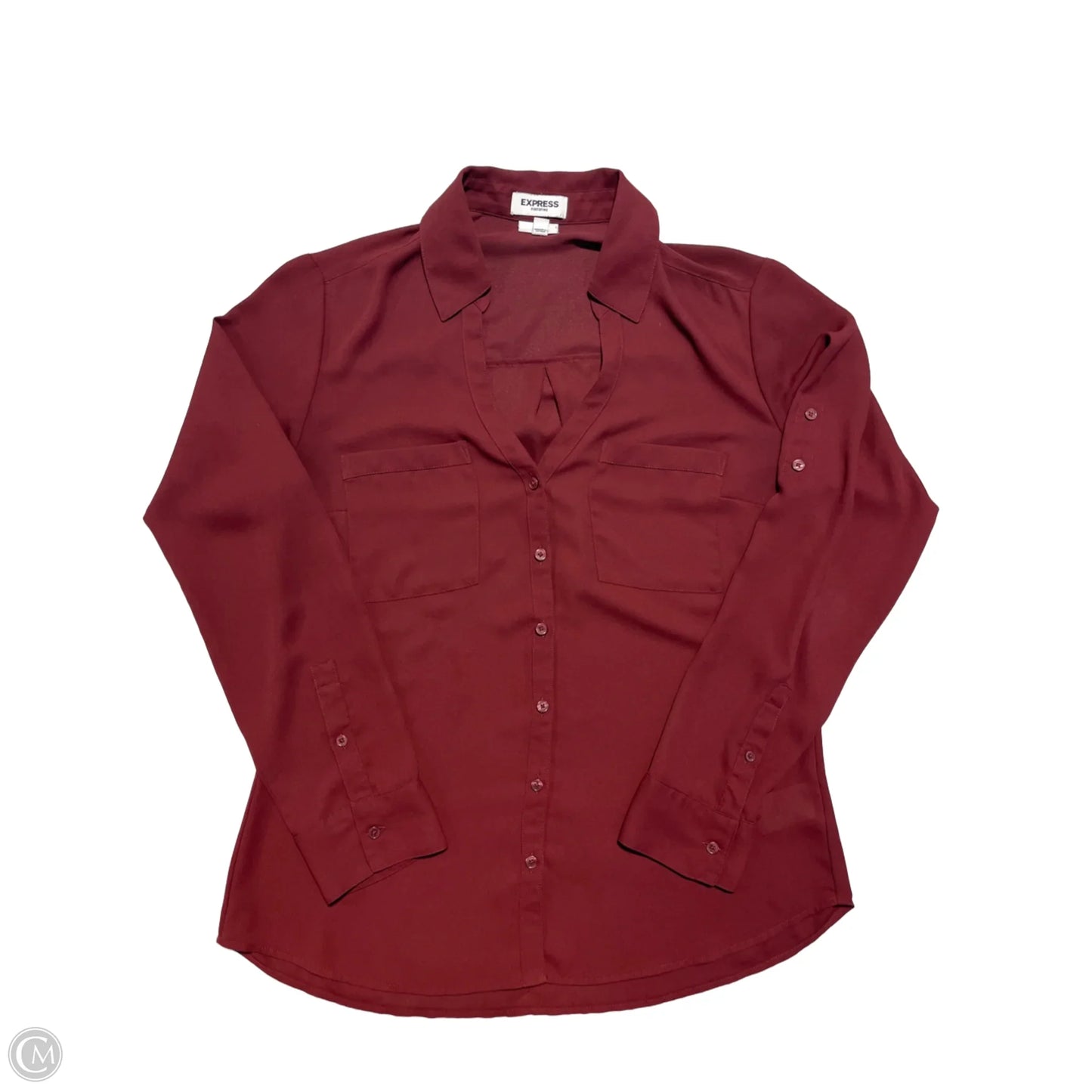 Blouse Long Sleeve By Express In Maroon, Size: M