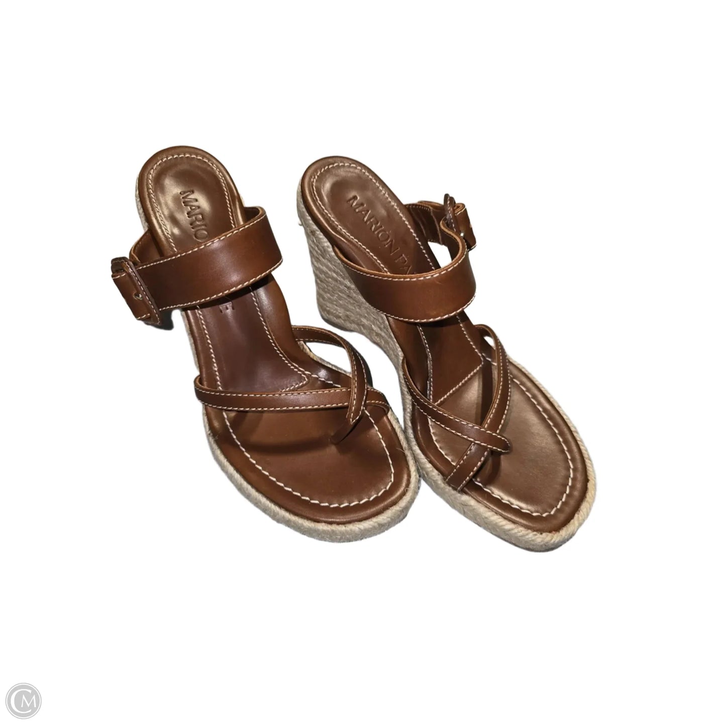 Sandals Heels Wedge By Cma In Brown & Cream, Size: 8.5