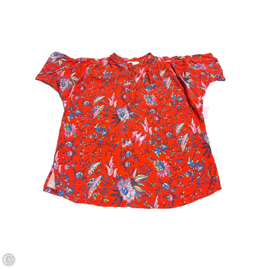 Blouse Short Sleeve By Anthropologie In Red, Size: M