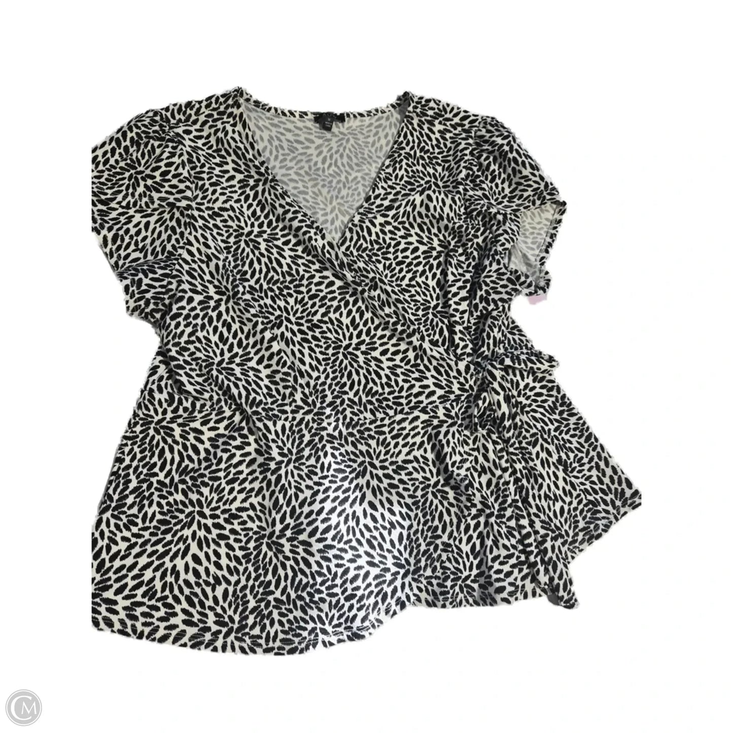 Top Short Sleeve By Auw In Black & White, Size: 3x