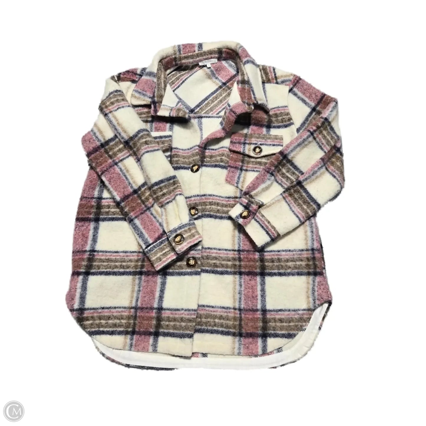 Jacket Shirt By Vervet In Plaid Pattern, Size: L