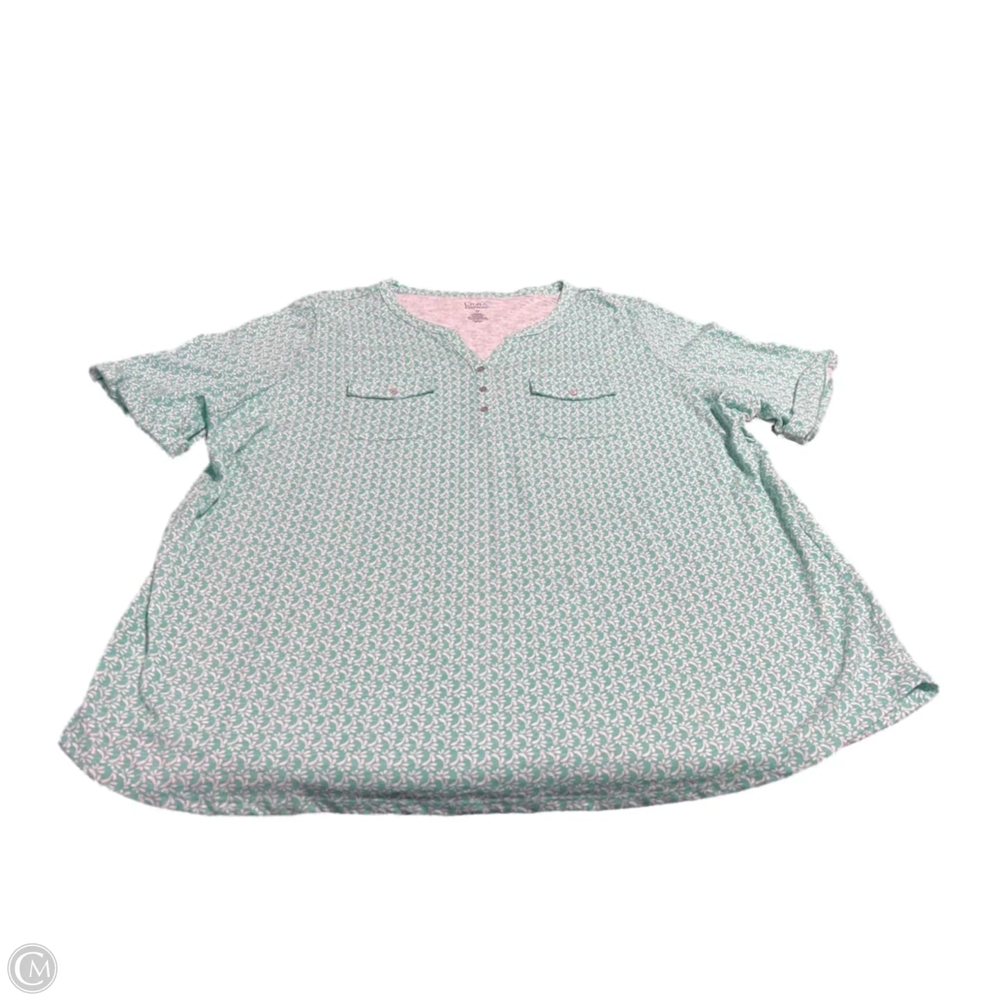 Top Short Sleeve Basic By Croft And Barrow In Aqua, Size: 3x