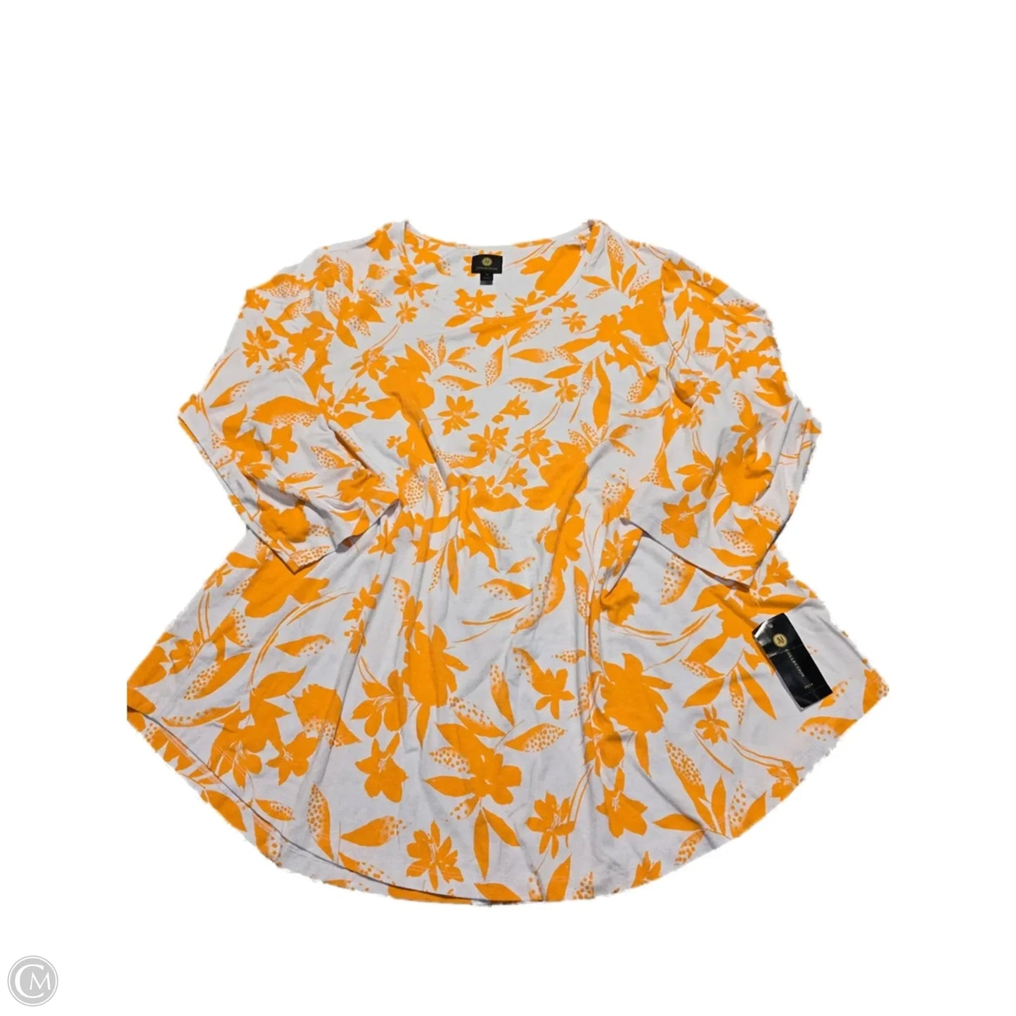 Top 3/4 Sleeve By Jm Collections In Orange & White, Size: 3x