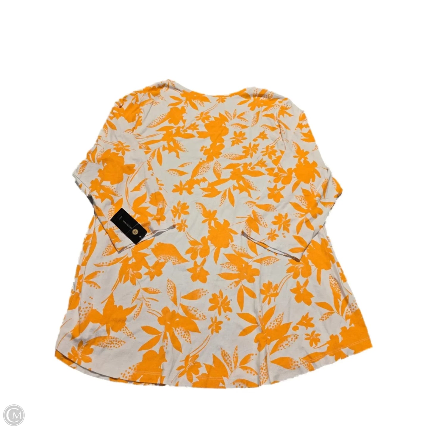 Top 3/4 Sleeve By Jm Collections In Orange & White, Size: 3x