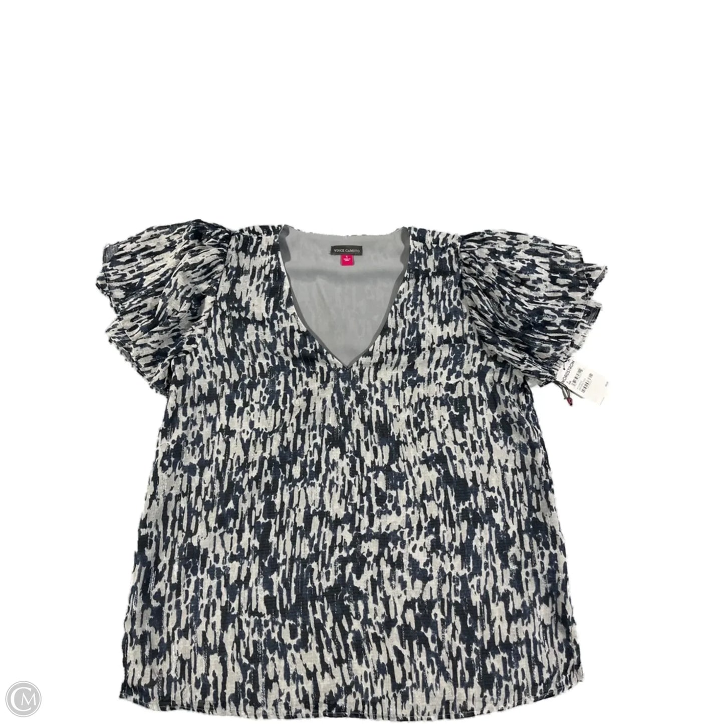 Top Short Sleeve By Vince Camuto In Grey & Silver, Size: S