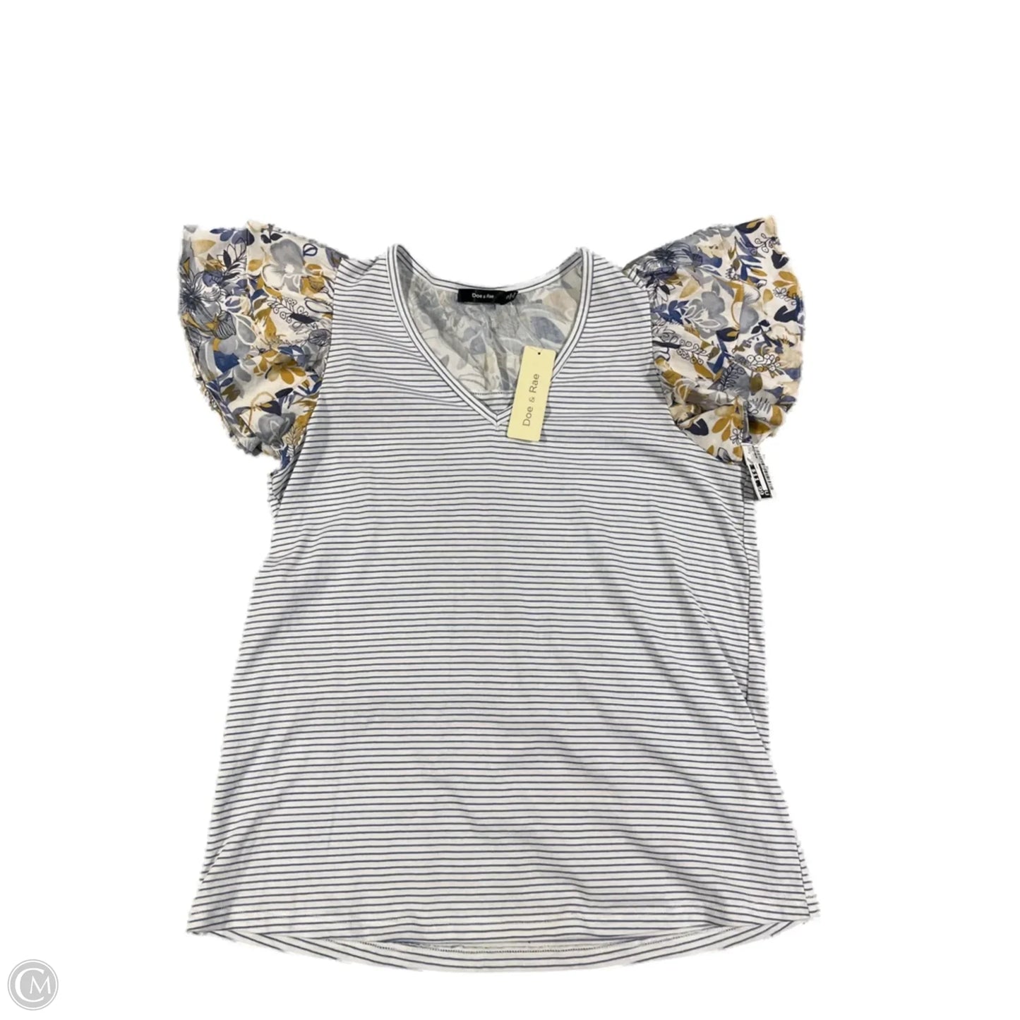 Top Short Sleeve By Doe & Rae In Striped Pattern, Size: S