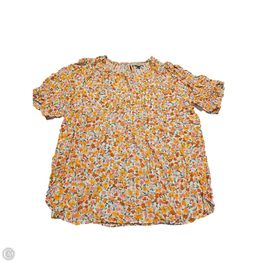 Top Short Sleeve By Loft In Floral Print, Size: L