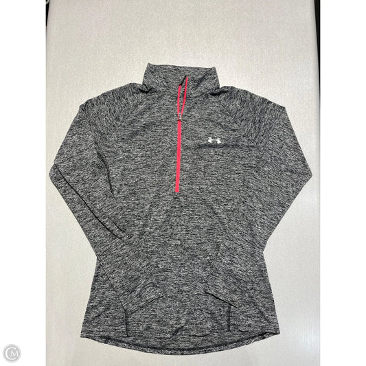 Athletic Top Long Sleeve Collar By Under Armour In Black & Grey, Size: M