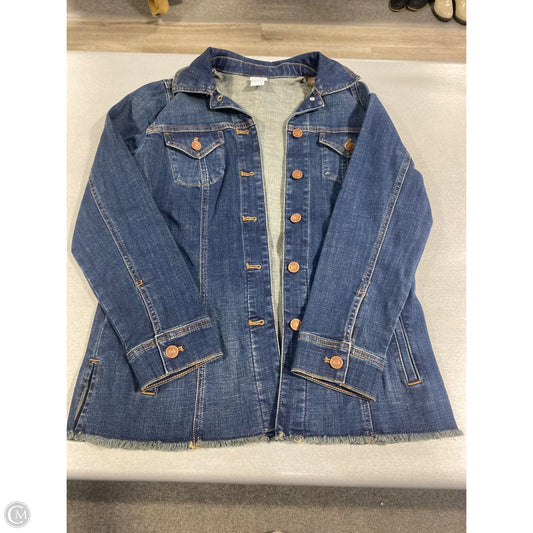 Jacket Shirt By Chicos In Blue Denim, Size: S