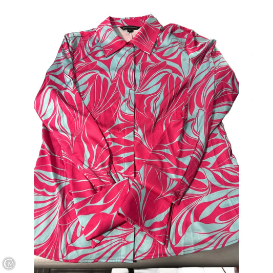 Top Long Sleeve By Boston Proper In Blue & Pink, Size: M