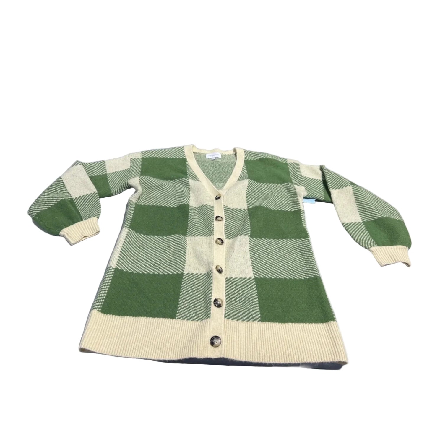 Sweater Cardigan By Cme In Cream & Green, Size: S