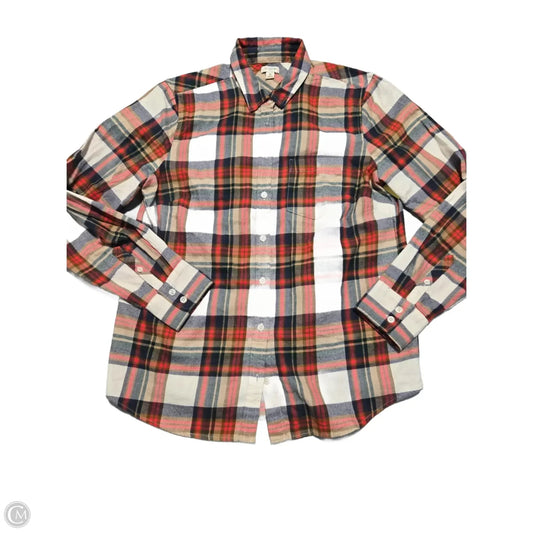 Top Long Sleeve By J. Crew In Plaid Pattern, Size: M