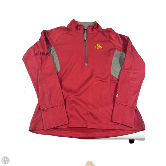 Athletic Top Long Sleeve Collar By Under Armour In Red, Size: L