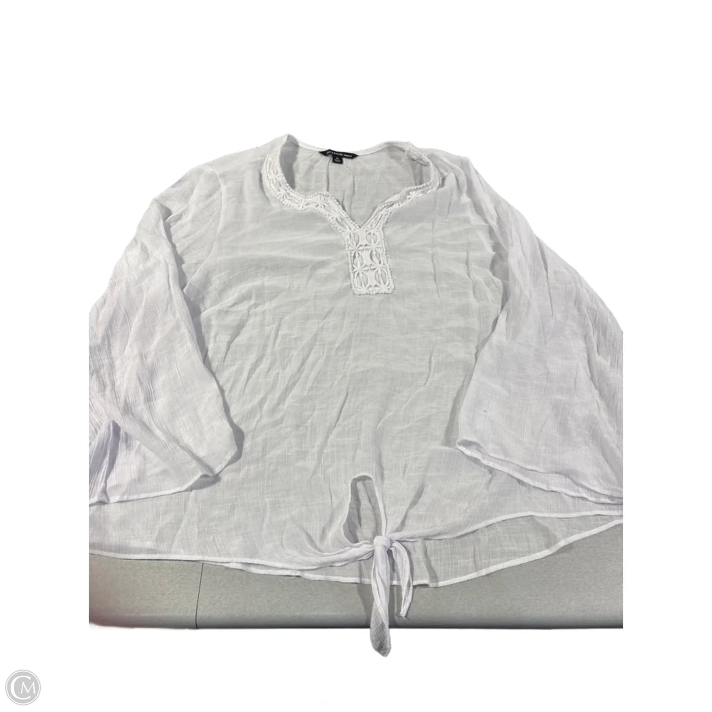 Top 3/4 Sleeve By Zac And Rachel In White, Size: 2x