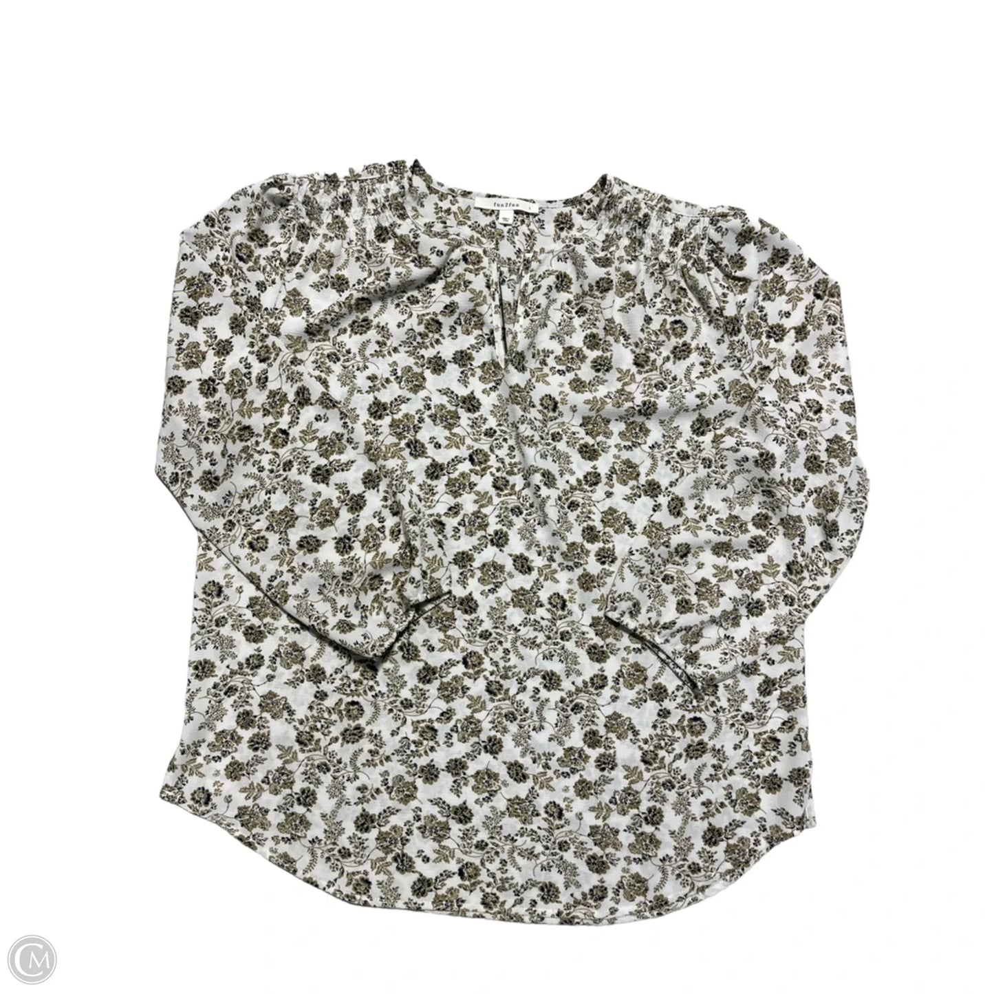 Top 3/4 Sleeve By Cme In Floral Print, Size: L