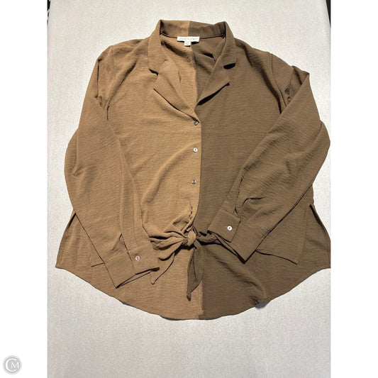Top Long Sleeve By She + Sky In Brown, Size: M