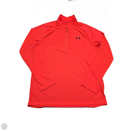 Athletic Top Long Sleeve Collar By Under Armour In Orange, Size: M