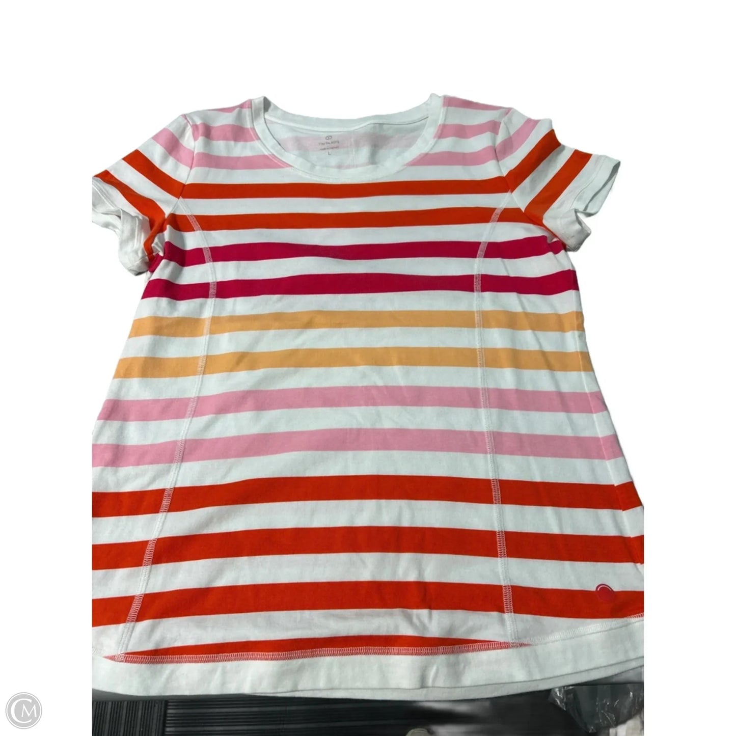 Top Short Sleeve By Talbots In Striped Pattern, Size: L
