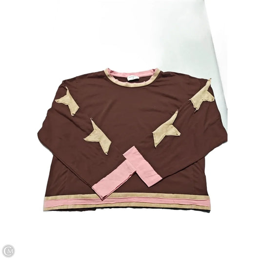 Top Long Sleeve By Cmc In Brown, Size: M
