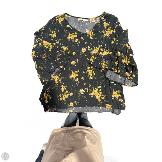 Top Long Sleeve By Maurices In Floral Print, Size: Xxl