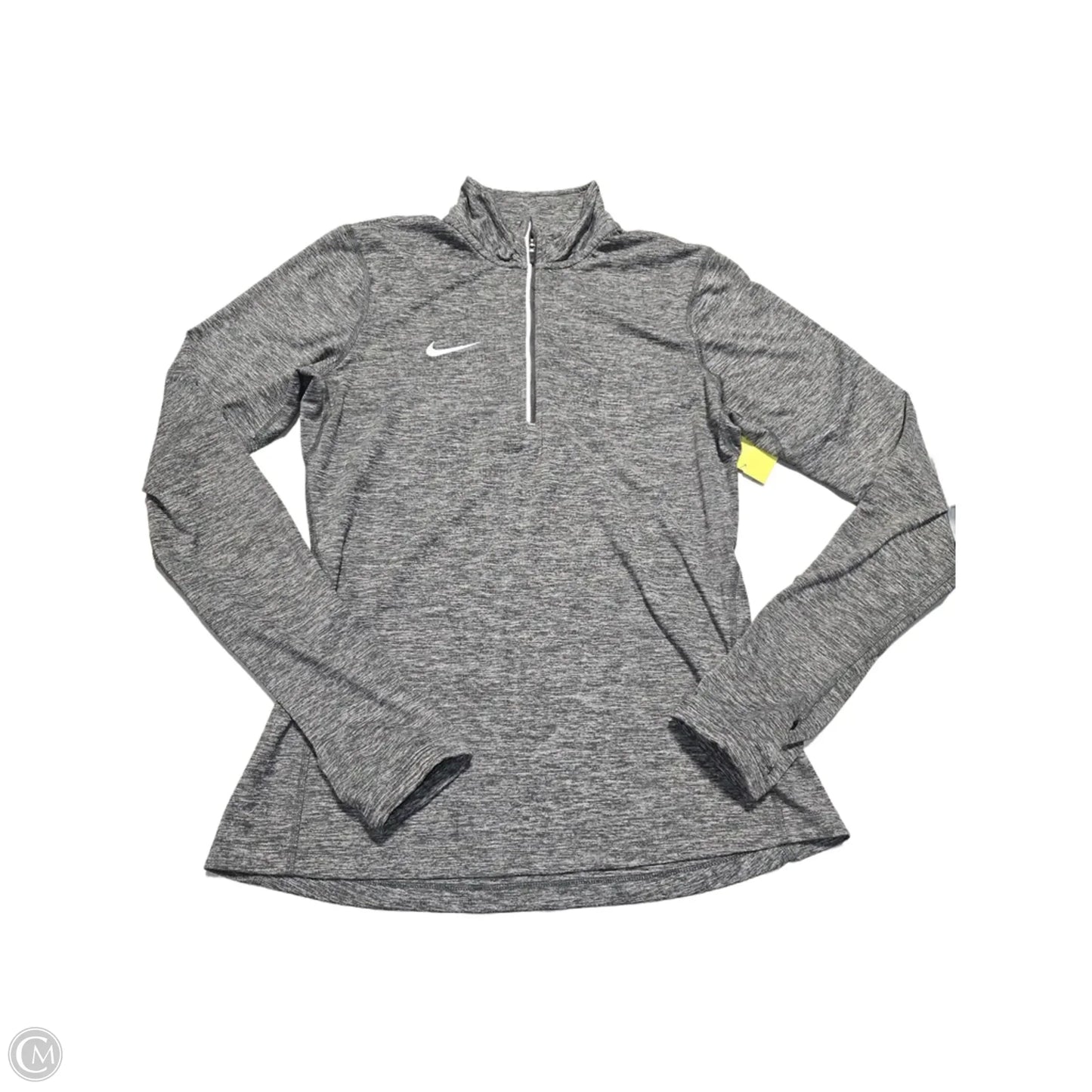Athletic Top Long Sleeve Collar By Nike In Grey, Size: S