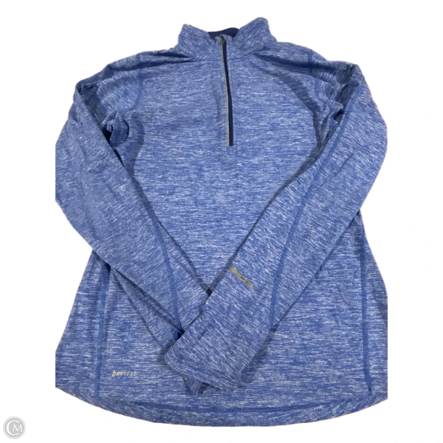 Athletic Top Long Sleeve Collar By Nike In Blue, Size: S