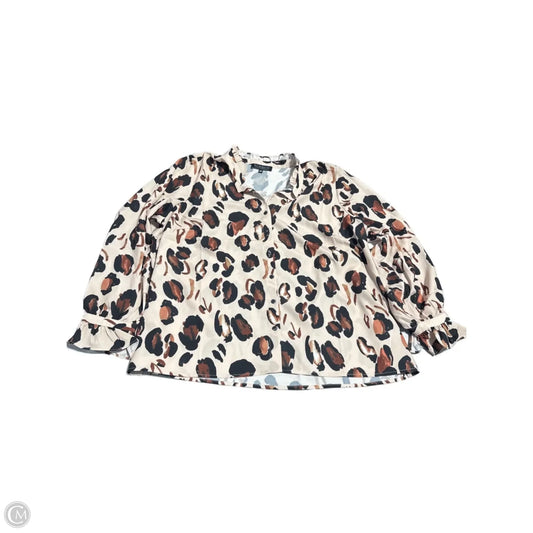 Blouse Long Sleeve By Eloquii In Animal Print, Size: 1x