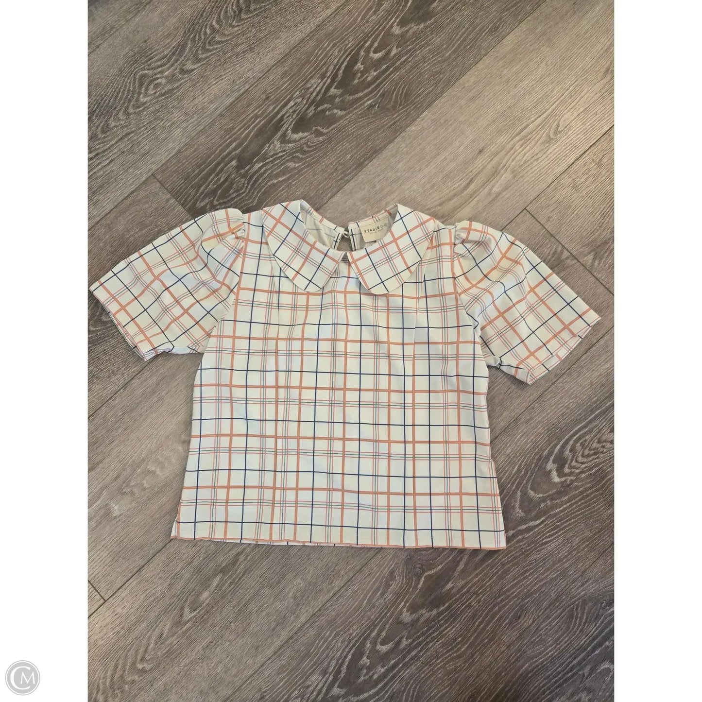 Top Short Sleeve By Cmc In Plaid Pattern, Size: M
